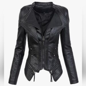 Vegan Leather Fitted Moto jacket.